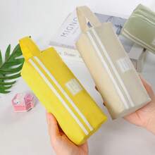 1pc Korean Version Of Simple Portable Stationery Bag Large Capacity Double-Pull Pencil Case Portable Zipper Double Oxford Cloth Pencil Case School Pencil Case Cute Pencil Case Cosmetic Bag. - A - View 5