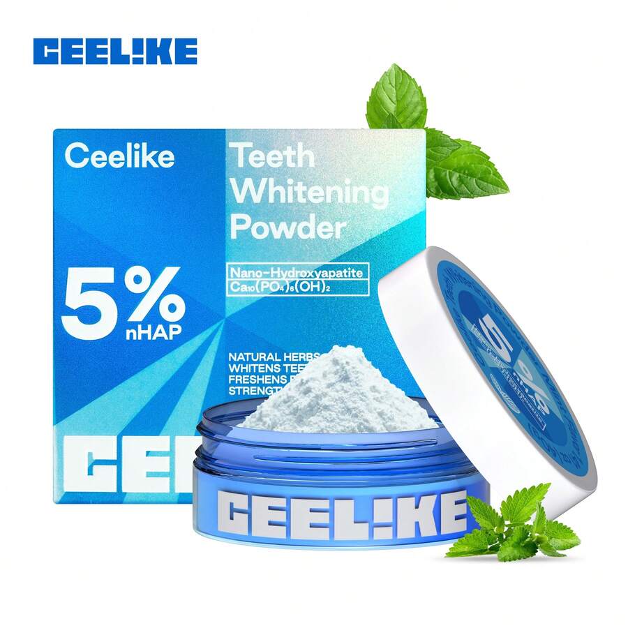 Bubuk Pemutih Gigi CEELIKE, Pembersih Mulut Mendalam, Rasa Mint Segar, Napas Segar - Mint - View 1