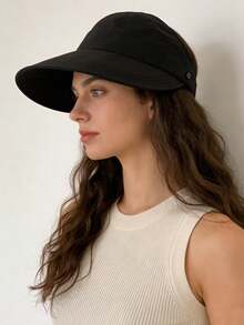 1 pieza Sombrero de ala ancha para mujer, protección UV, protección facial, adecuado para ciclismo al aire libre, diseño antivuelco, estilo plegable, estructura de malla superior, conveniente para la transpirabilidad de la coleta - multicolor - Ver 2