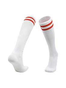 1 paire de chaussettes de football pour enfants, chaussettes de sport respirantes et absorbantes jusqu'au genou, convenant aux enfants de 6 à 12 ans pour le football, la course, le cyclisme, la randonnée et les sports de plein air - Multicolore - Voir 17
