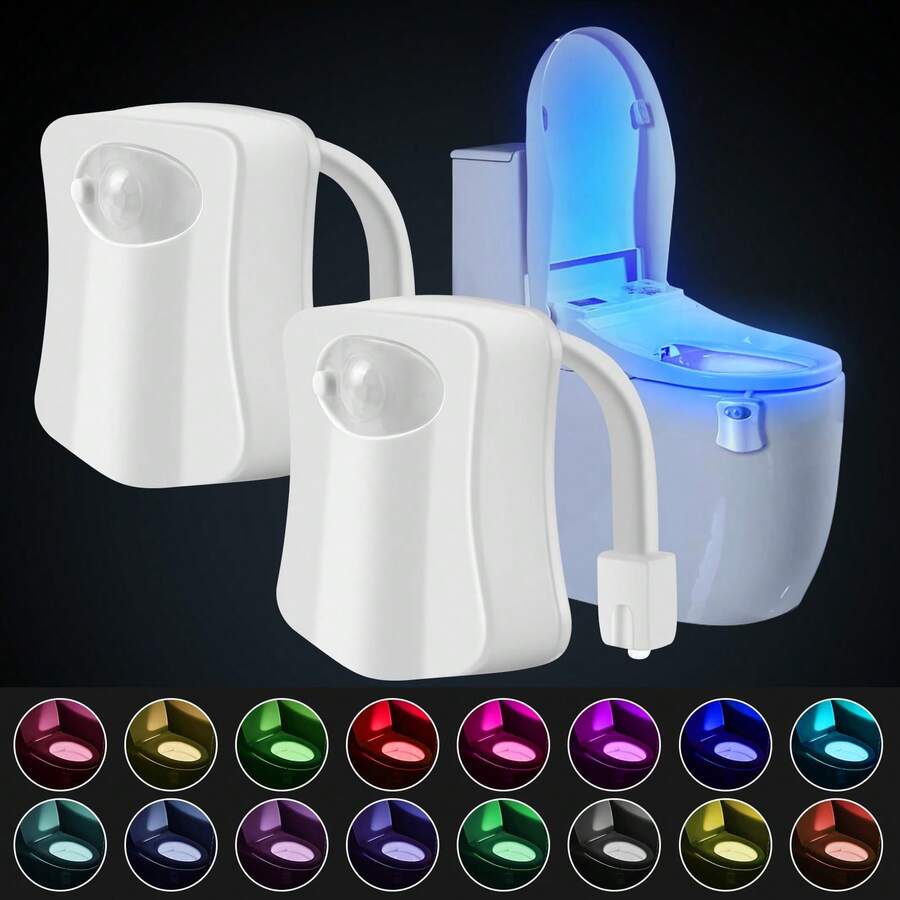 Motion Sensor Toilet Ambient Light, 16-Color LED Night Light For Home Bathroom, No-Adhesive Hanging Decorative Light