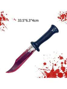 2pcs/Set Halloween Decoration Toys Realistic Bleeding Knife Horror Cleaver Zombie Makeup Prop Blood Knife - Multicolor - View 5