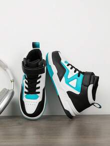 1 Paar Kinder High-Top Sneaker, Indoor/Outdoor Lässig Laufschuhe, leicht, atmungsaktiv, bequem, Schulstil Unisex Kinderschuhe - Blau - Übersicht 3