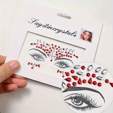 5pcs/10pcs Face Jewelry Stickers, Shiny Rhinestone Face Decor Stickers, Party Decoration Face Stickers, Sparkling Face Stickers For Stage, Party, Music Festival Decoration, Makeup Artist Props - Multicolor - View 3