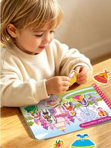 Busy Book DIY Handmade Puzzle, Portable Quiet Busy Sticker Book, Children's Sticker Toy Gift - Multicolor - View 5