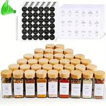 15/24pcs Spice Jars With Label Paper And Lid, 4oz, Spice Empty Bottles With Collapsible Funnel, Glass Condiment Containers, Storage Jars, Commercial Restaurant Kitchen Accessories, Kitchen Condiment Jars - 24pcs - View 2