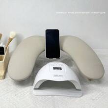 可折疊傾斜式美甲手枕附手機支架，蝴蝶美甲手托墊，雙手美甲枕，適用於美甲桌 - 彩色 - 查看 2