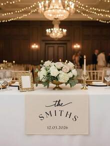 1pc Customized Personalized Wedding Table Runner, Suitable For Farmhouse Country Style Decor, Elegant Design, Applicable For Sweetheart Table Centerpiece, Rectangular Dining Table Decoration, Can Print Photo, Name, Date, Suitable For Special Events - Multicolor - View 6