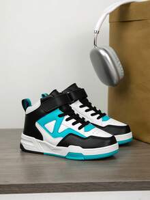 1 Paar Kinder High-Top Sneaker, Indoor/Outdoor Lässig Laufschuhe, leicht, atmungsaktiv, bequem, Schulstil Unisex Kinderschuhe - Blau - Übersicht 4