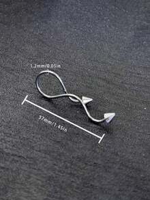 Spike Cone Twist Helix Ear Cuff Piercing, Punk Stainless Steel Double Spike Cartilage Ear Wrap, Gothic No Piercing Ear Jewelry For Women - Silver - View 3