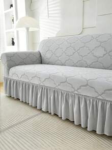 1 Buah Sarung Sofa Dekoratif Elastis Anti Selip dari Kain Fleece, Motif Awan Kecil Abu-abu Muda Ukiran Jacquard, Ramah Hewan Peliharaan, Anti Kotoran, Anti Debu, Cocok untuk Sofa 1/2/3/4 Dudukan, Sepanjang Musim - Light Grey - View 10