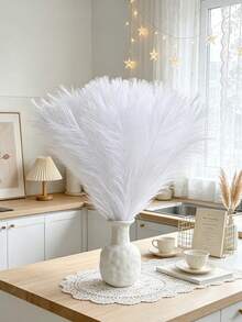 10/15/300pcs Elegant Artificial Reed Grass, Soft Feather-Like Artificial Flowers, Suitable For Home And Outdoor Decor, Weddings, Holidays, No Container Needed, Best For Autumn - White - View 5
