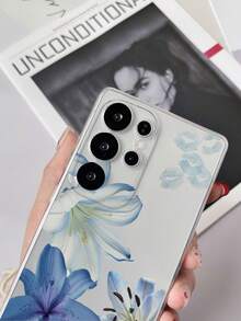 1件透明TPU防震彩繪藍色花卉唇形龜紋手機殼，適用於 Android Galaxy S23 Ultra/A14/A24、Android手機Note12pro/Pixel 8/8 Pro/9 Pro XL - 彩色 - 查看 2