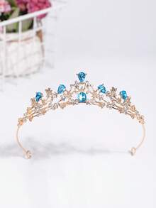 A Stylish And Exquisite Alloy Crown Suitable For Women's Wedding Party Hair Accessories - Baby Blue - View 5