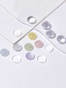 40 piezas de tarjetas de exhibición de color de vidrio transparente con diseño de ondas de agua, paleta de colores redonda para arte de uñas para salón de uñas - transparente - Ver 1