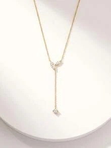 1pc Fashionable Versatile Women's Stainless Steel Rhinestone Teardrop Necklace - Luxurious Women's Charm Jewelry, Suitable For Daily And Party Wear - Multicolor - View 4