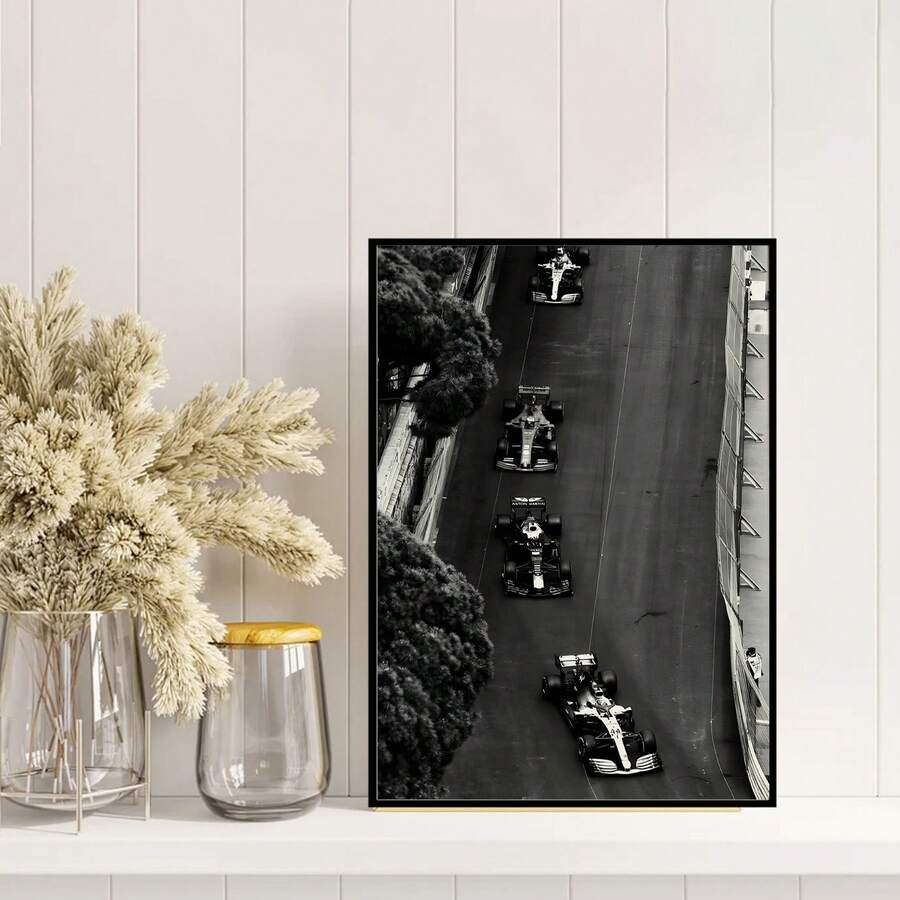 F1 Racing Posters, Black-And-White Home Decor, Hamilton, Wall Art Posters, Gifts For F1 Fans, Boys' Bedroom Decor, Canvas Art - No Frame - View 1