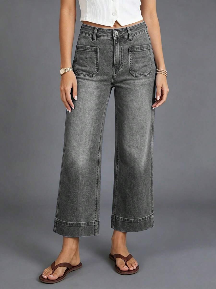 New Women's Washed Capri Length Jeans, Fashionable And Sexy Pants Casual Spring - Grey - View 1