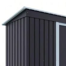 Outdoor Metal Removable Storage Shed Garden Storage Shed With Lockable Door For Firewood Garbage Can Tools Lawnmower Bike Shed Waterproof Log Store For Backyard Patio Rust-Resistant Not Include Foundation 164cm W X 77cm D X 182cm H - Charcoal Black - View 11