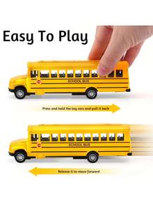 1/2PCS Pull Back School Bus Toy, Simulation Alloy School Bus Vehicle Model, Realistic Classic Bus Play Toy, Educational Collectible Gift For Boys Girls Children Ages 3 4 5 6 7-10 Year Old Back To School Supplies, Christmas Stocking Suffers, Part Gift - Multicolor - View 4