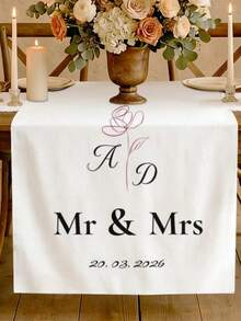Customized Personalized Wedding Table Runner And Welcome Banner, Suitable For Weddings, Receptions, Ceremonies, Woven Fabric, Customizable Text, Rectangular Table Decor, Suitable For Outdoor Events, Name/Date/Phrase Decoration - Multicolor - View 8