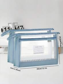 1pc Customized Oversized A4 Mesh Storage Bag - Multiple Colors Available, Transparent & Breathable, Dual Zipper Closure, Tear-Resistant & Reusable. Suitable For Office Supplies Or Handicrafts, Random Accessories - Multicolor - View 2