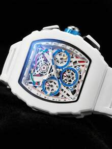 ONOLA Brand Fashion Chronograph Watches Quartz Watch For Men Tonneau Sport Waterproof Wristwatch With Gift Box - 白色 - 查看 6