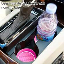 2pcs Silicone Car Cup Holders, Anti-Slip Diamond Design, Universal Fit Car Cup Holders Interior Accessories, Silicone Car Diamond Water Cup Mats, Anti-Slip Mats, Heat Insulation Pads, Novelty Style, Waterproof And Anti-Slip - Multicolor - View 3