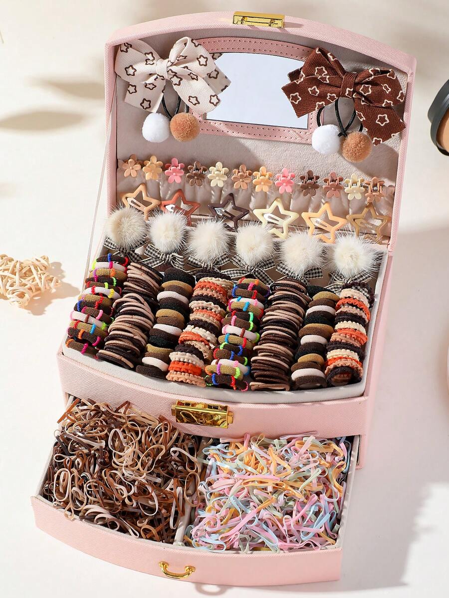 868pcs Girls Brown Tone Bowknot Flower Small Hair Clips Pom Pom Bow Hair Clips Non-Damaging Towel Ring Hair Accessories Head Clips Back Head Clips Side Clips Alligator Hair Clips For Daily Use - Multicolor - View 1