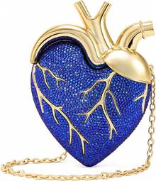 Maren - Bolsa de vidrio artificial con forma de corazón para mujer - Azul de cobalto - Ver 2