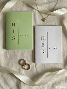 2 Elegant "His & Hers" Wedding Vow Books - 28 Pages, 5.5" X 3.9" - Perfect For Bridal Shower, Anniversary And Wedding - Includes Time Capsule Love Letter - Ideal Keepsake For Couples And Bridesmaid Gifts School Supplies - one-size - View 4