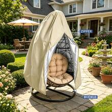 Egg Chair Cover, Hanging Chair/Swing Chair Cover, Garden Outdoor Swing Chair Cover/Bird Nest Rattan Chair/Hanging Basket Chair/Pod Chair/Capsule Chair/Hanging Egg Chair Protective Cover, Outdoor Furniture Cover, Round Furniture Cover, Dust Cover. With Zipper/Drawstring/Buckle, PU Silver Coated Oxford Fabric, Tear-Resistant Material - Egg-shaped Chair Cover - Zipper Version - View 7