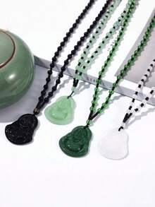 1pc Feng Shui Buddha Pendant, Exquisite Carved Buddha Pendant Necklace For Women - Unique Vacation Accessory, Perfect For Spiritual Travelers And Buddha Enthusiasts - Multicolor - View 1