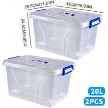 2pcs Covered Storage Boxes, An Open Storage Box, Transparent Storage Box, Sturdy And Stackable Storage Box, And Multi-Functional Multi-Sized Storage Box. These Are Highly Suitable For Organizing And Storing Items In Homes, Offices, Bedroom Wardrobes - 35 litros (49,5 x 35 x 29 cm) - con ruedas - Ver 10