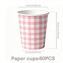 彩色格紋茶會/野餐主題紙杯 - 10/20/60個，適用於下午茶、生日、節日、主題派對、家庭野餐及其他場合 - 彩色 - 查看 9