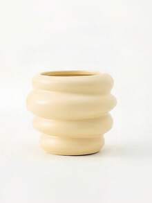 1pc Macaron Color Glossy Vase, Stacked Ripple Design Modern Minimalist Decorative Vases For Floral Arrangement, Living Room Table Decor - Honey Jar - View 9