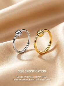 5pcs/1pc Bow Star Flower Jewelry Nose Ring Gold Open Nose Hoop, Rotating Ball End Nose Piercing Jewelry, Suitable For Women - Butterfly - View 7