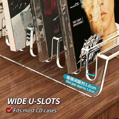 1PC Desktop Divided CD Transparent Display Rack Vinyl Record Disc Collection Storage Shelf Album Organizer Box