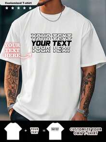 Camiseta personalizada con texto personalizable para hombres, personaliza tu texto, nombre, texto personalizado para jóvenes/amigos/ídolos/parejas/familia/fiestas/escuela/deportes/mascotas - Blanco - Ver 1