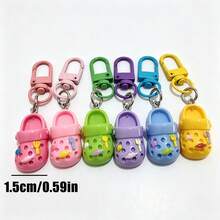 1pc/6pcs Colorful Mini Slippers Keychain, Cute Cartoon Sweet Shoe Pendant, Bag Accessory, Suitable For Daily Matching, Party Gift - View 3
