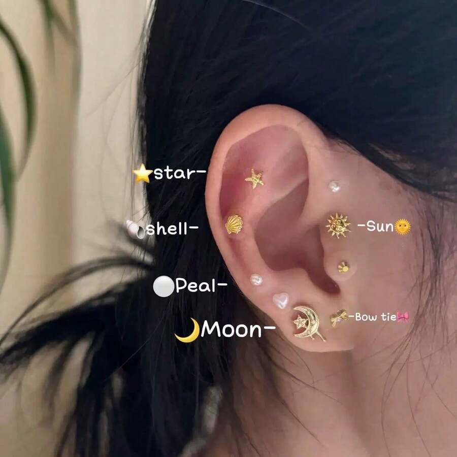 1 Set Of 20 Korean-Style Heart & Pearl Shaped Acupressure Ear Stickers, Decorative Ear Studs With Colorful Rhinestones, Breathable & Durable Acupoint Stimulation Relaxation Device, Easy To Use, No Piercing Required, Christmas Party Gift