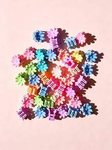 90pcs Random Color & Style Sweet Minimalist Five-Pointed Star Hair Clips, Candy Color Star BB Clips, Mini Flower Claw Clips, Versatile Girls Hair Accessories, Suitable For Daily Wear, Performance, Photography Styling - Mixed color - View 7