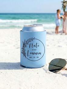 1/5/10pcs Customized Personalized Text Can Cooler, Minimalist Soft Insulated Beverage Sleeve, Can Print Custom Name & Date, Portable Beer Can Holder, Wedding Favor, Suitable For Bridal Shower, Anniversary, Birthday Party, Souvenir Guest Gift, Foldable - Multicolor - View 8