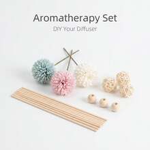 19pcs Artificial Ball Chrysanthemum Decorative Vine Ball Wooden Bead Diffuser Stick DIY Aromatherapy Decor - 19pcs - View 1