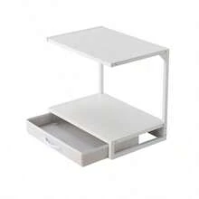 2-Tier Desktop Printer Stand With Fabric Drawer & Open Shelf, Multi-Functional Printer Table For 3D Printers/Fax/Scanner, Compact 17.3x11.8 Inch Home Office Organizer - Black - View 9