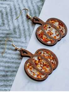 1 Pair Halloween Rainbow Magic Ghost Pumpkin Acrylic Earrings, Quirky Fashion High-End Ear Pendants, European And American Creative Pumpkin Head Ghost Pendant, Asymmetrical Design Stud Earrings For Women - Multicolor - View 9