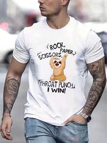 Men Casual Short Sleeve Tee 1 Pcs 100% Heavy Cotton - Comfortable Crew Neck, Soft Adorable Tees Tops - 黑色 - 查看 7