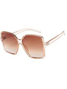 1pc Brown Large Frame Square Fashion Glasses, Elegant Beach Accessory - Multicolor - View 11