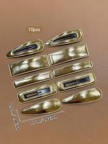 10pcs Gold Fashion Sweet Style Elegant BB Hair Clips Suitable For Daily Use - Multicolor - View 9