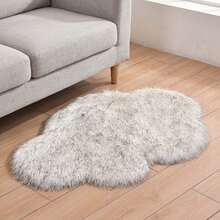 1 Peça Tapete Decorativo em Formato de Nuvem Irregular Preto e Branco para Sala de Estar, Tapete Pequeno Fofo Lavável em Máquina, Usado para Tapete de Quarto, Tapete de Sala de Estar, Sala de Jogos, Decoração de Quarto de Luxo, Tapete de Lã Sintética Irregular Cinza, Tapete de Penteadeira, Tapete Decorativo Estilo Minimalista Ins para Decoração Doméstica Adequado para Todas as Estações - Ponta preta - Visão 5